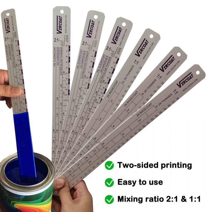 paint ruler, vircoat, mixing ruler, clear coat mixing, mixing ruler